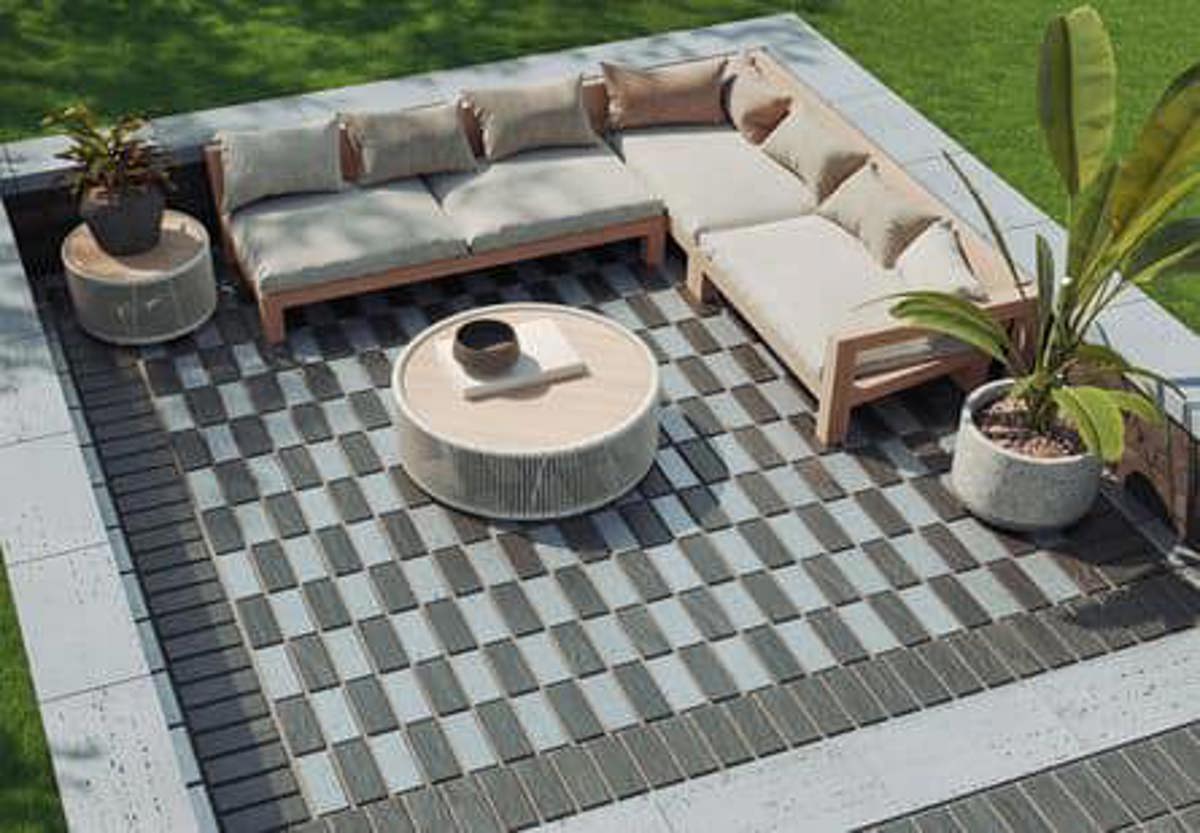 Brick pavers Mika pavés Primer Techo Bloc Series Mika Travertina sunken Living WEB